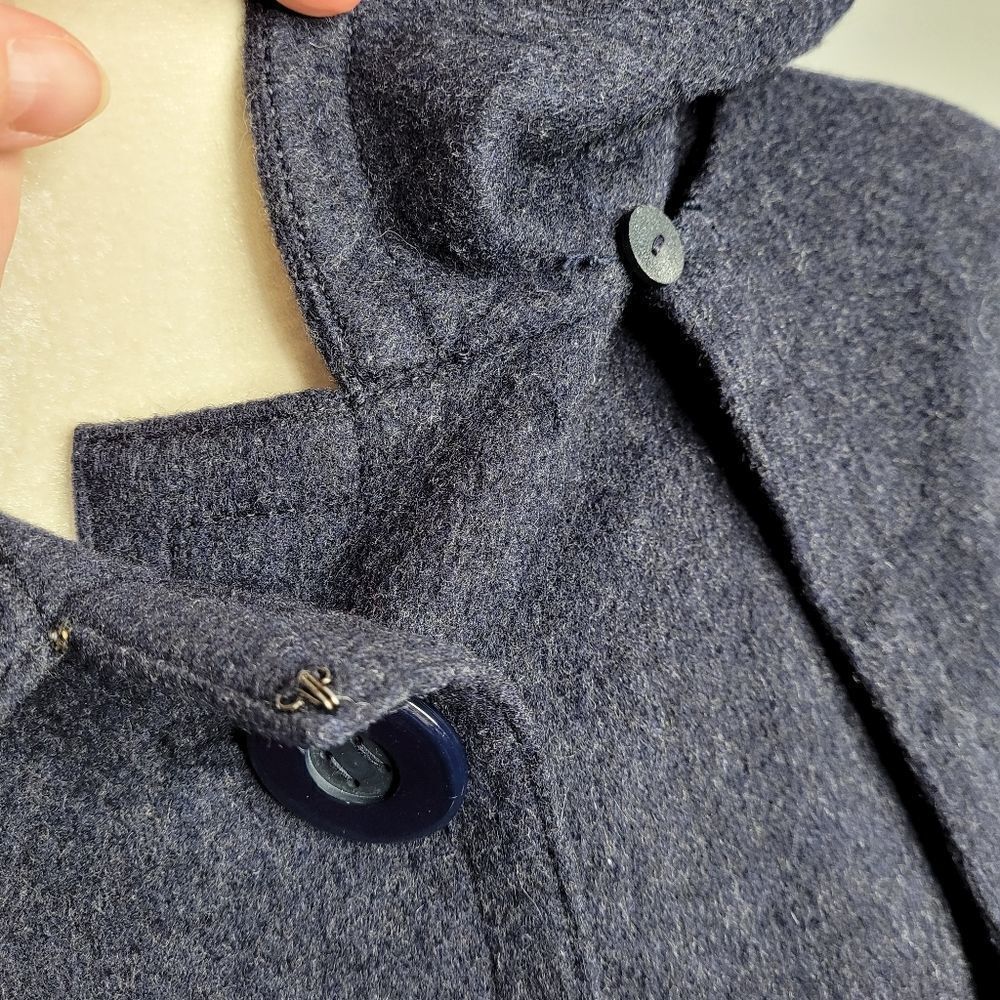 VINTAGE 60s FABIANI blue wool cape shawl long peacoat jacket M - Picture 5 of 13
